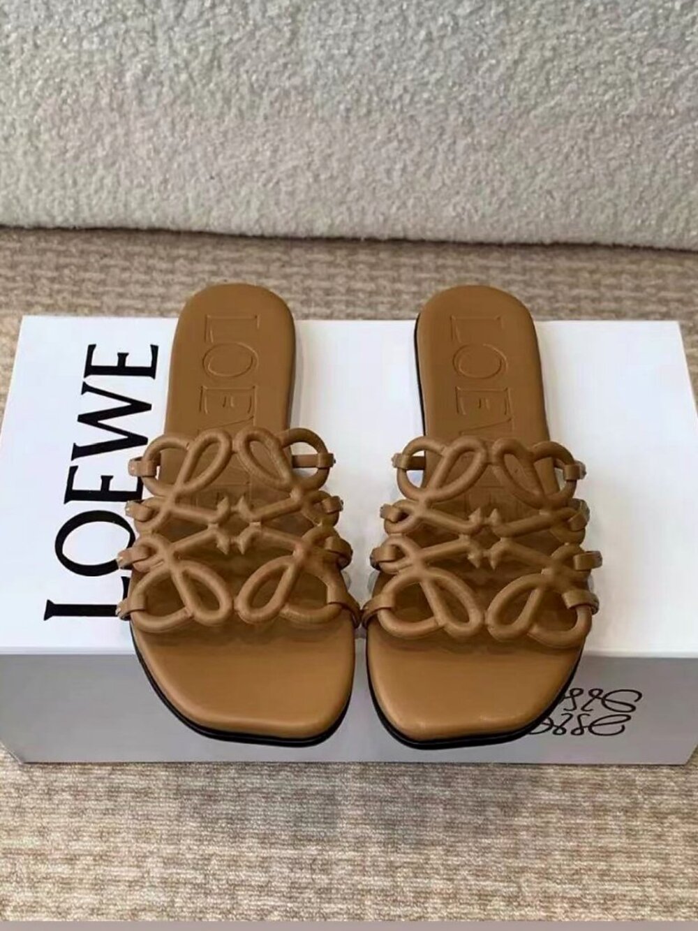 Loewe Anagram Leather Slide Sandals